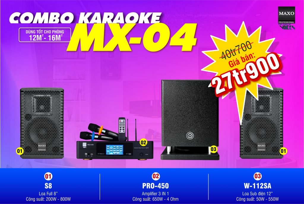 DÀN KARAOKE GIA ĐÌNH COMBO MX04 5 COMBO MX 04